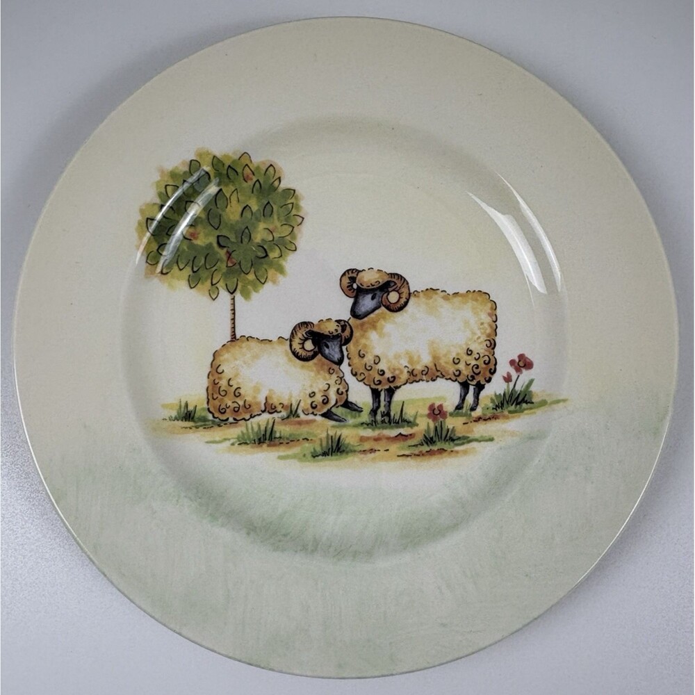 Shannonbridge Ireland Potteries 7.75” Plate Horned Ram Sheep Irish Pottery EUC